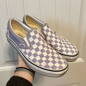 lavender & white checkered vans